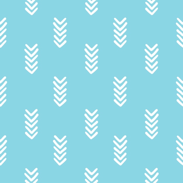 White group of arrows seamless pattern with blue background.