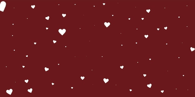 White heart love confettis. Valentine's day falling rain graceful background. Falling stitched paper hearts confetti on maroon background. Enchanting vector illustration.