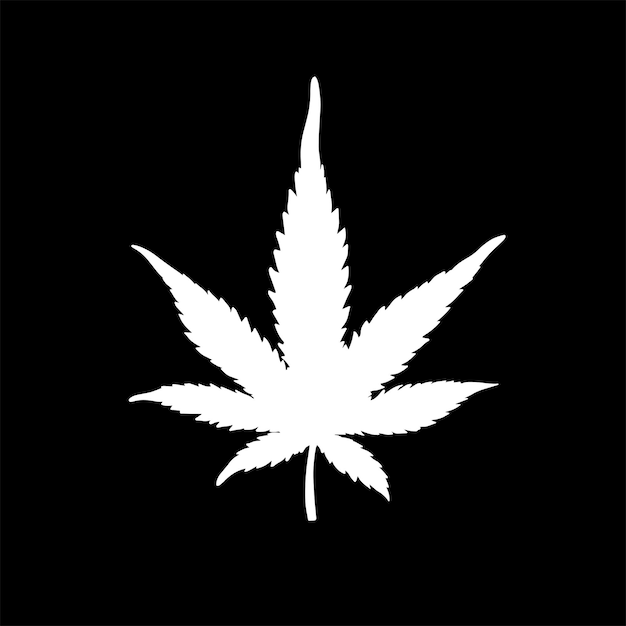 White hemp leaf silhouette of cannabis