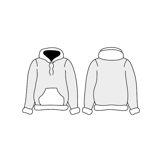 Vector white hoodie with the front and back of it vector design