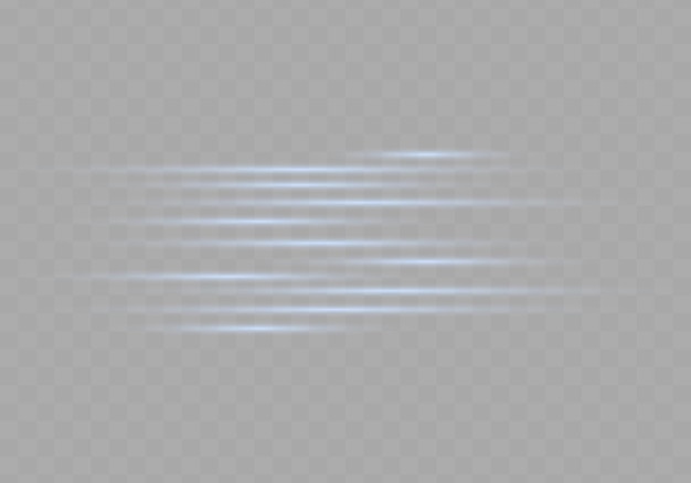 White horizontal lens flares pack Abstract set of light flares laser beams sparkling lined Vector