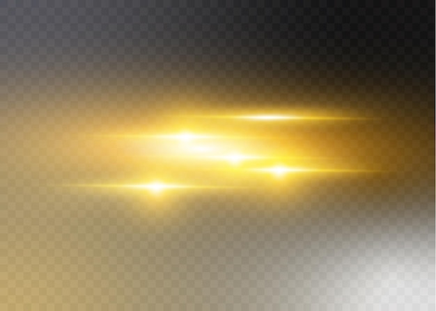 White horizontal lens flares pack. Laser beams, horizontal light rays.