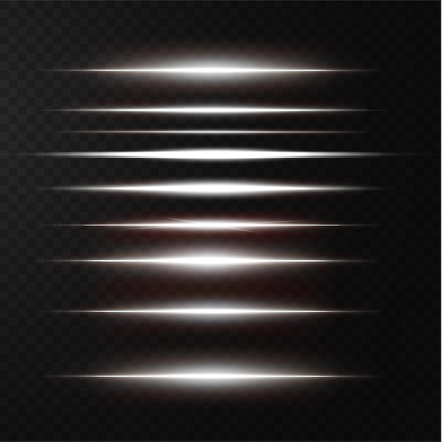 White horizontal lens flares pack Laser beams horizontal light rays