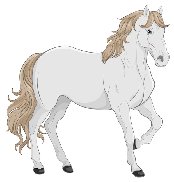 Vector white horse cartoon isolated