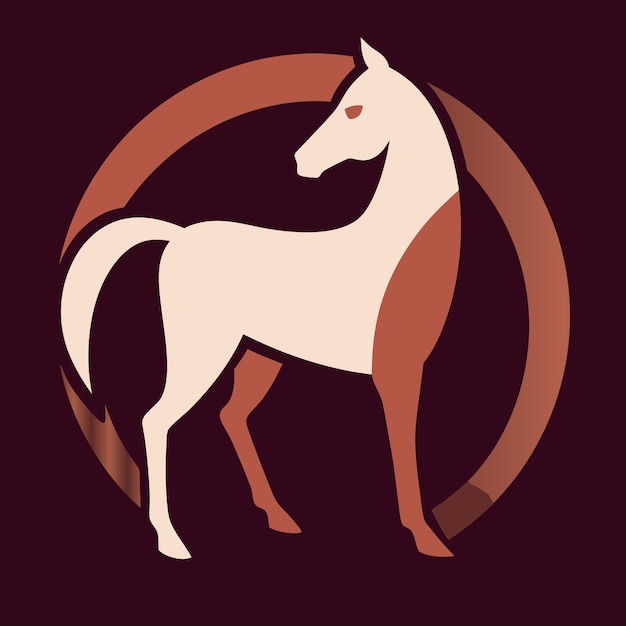 a white horse with a red circle on the back