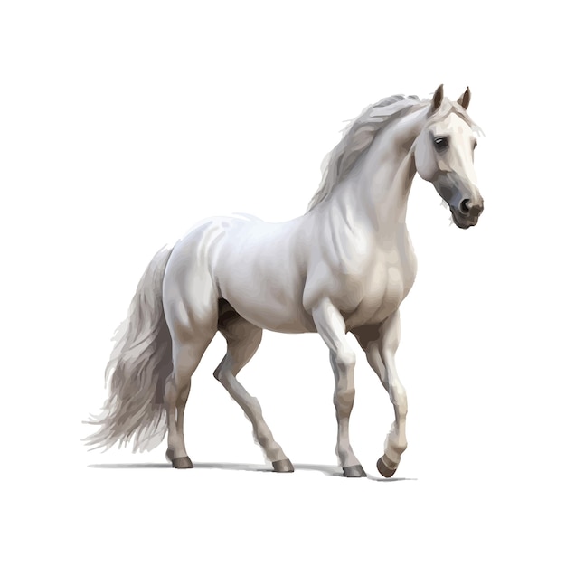 Vector a white horse with a white mane and tail