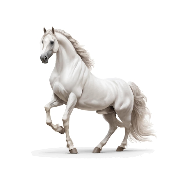 Vector a white horse with a white mane and tail