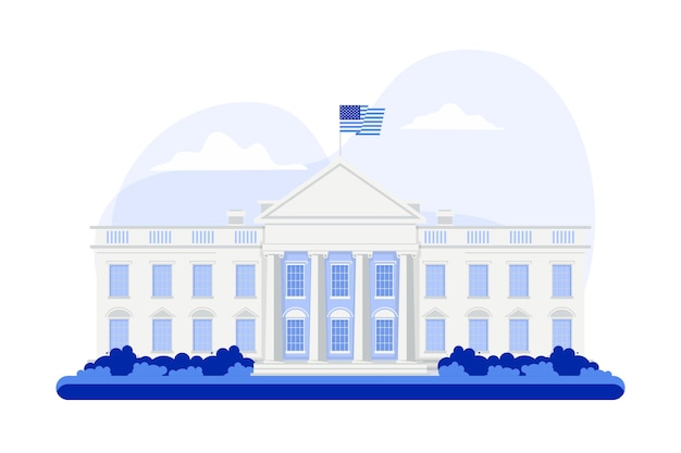 Vector white house illustration in flat design