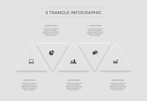 White infographic minimal 5 triangular premium vector