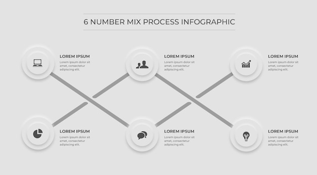 White infographic minimal 6 number mix process premium vector