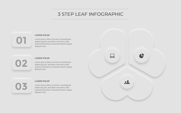 White infographic minimal clean 3 step flower type cycle premium vector