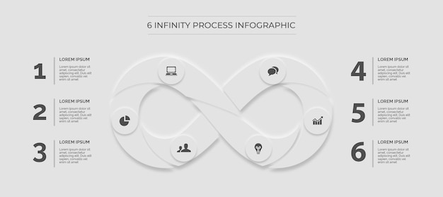 white infographic minimal clean infinity process premium vector