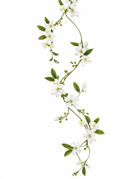 Vector white jasmine flower isolated on background white background