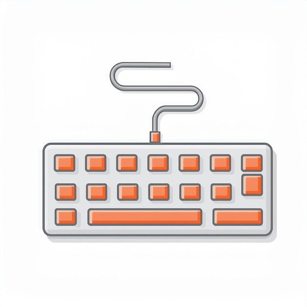 a white keyboard with orange keys and a white background