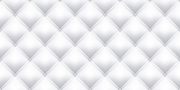 White leather upholstery texture pattern background.   seamless vintage royal sofa leather upholstery with buttons pattern