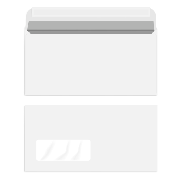 White left hand window self seal envelope, vector mock-up