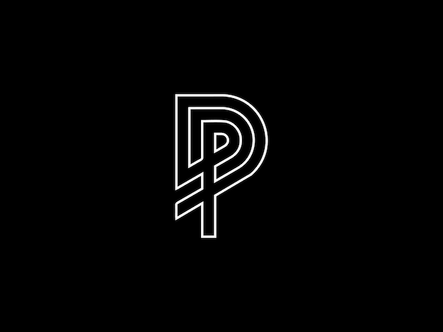 White letter p on a black background