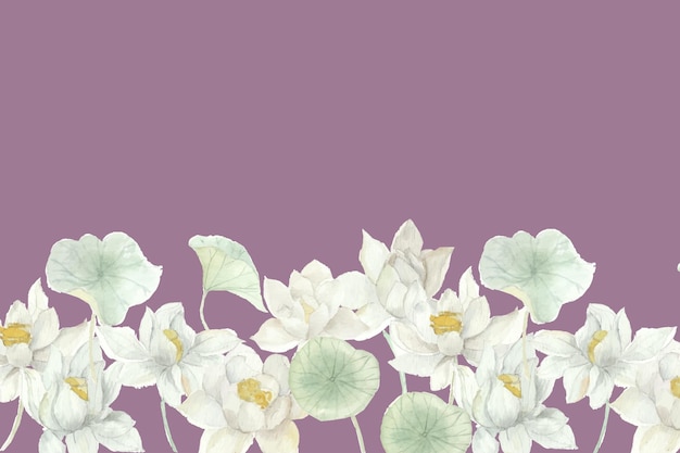 White Lotus Watercolor Flower Background