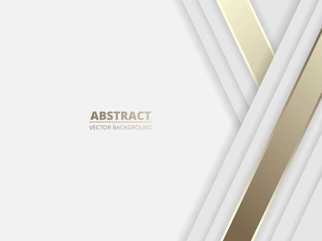 White luxury abstract background with golden lines and shadows.