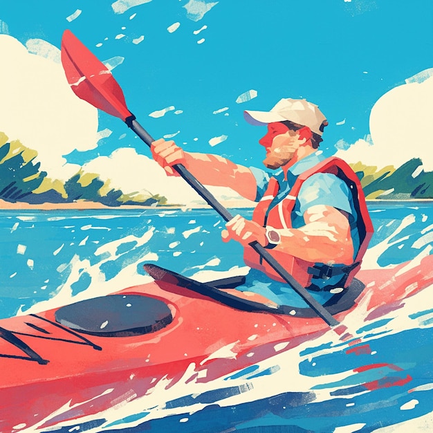 White Man in His 30s Learning to Kayak