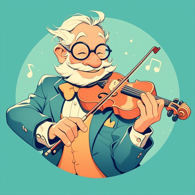 Vector white man in his 40s playing the violin