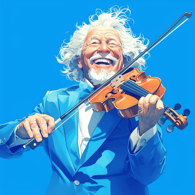 Vector white man in his 40s playing the violin