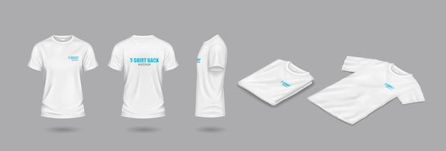 Vector white mockup tshirts realistic illustration set