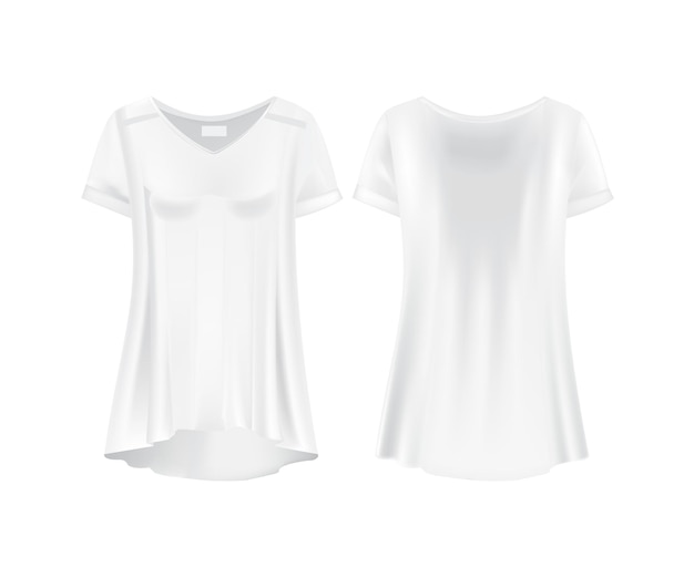 White mockup of women s tshirts tunics Front and rear view