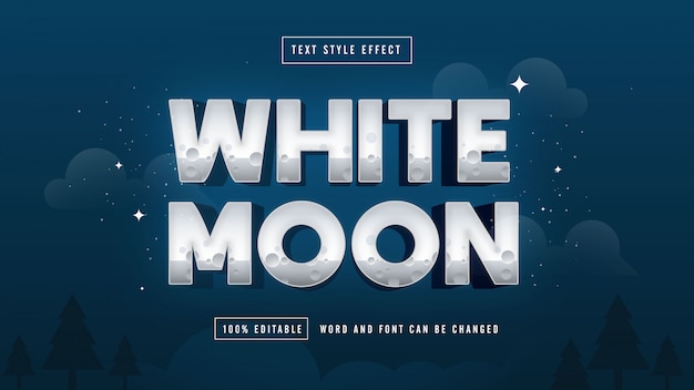 White moon on night Text Effect Free premium download vector