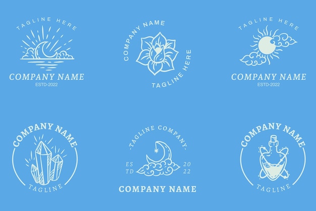 White Mystical Logo Symbol Templates Element Light Blue Pastel