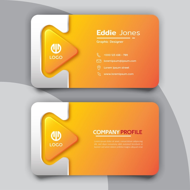 White and orange creative business card design template