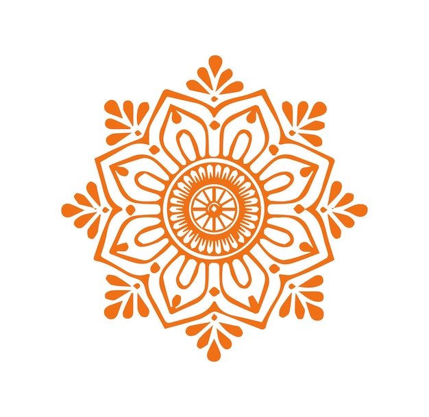 a white and orange design with a flower design on it