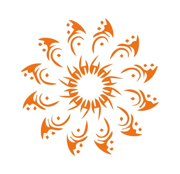 a white and orange design with a flower design on it