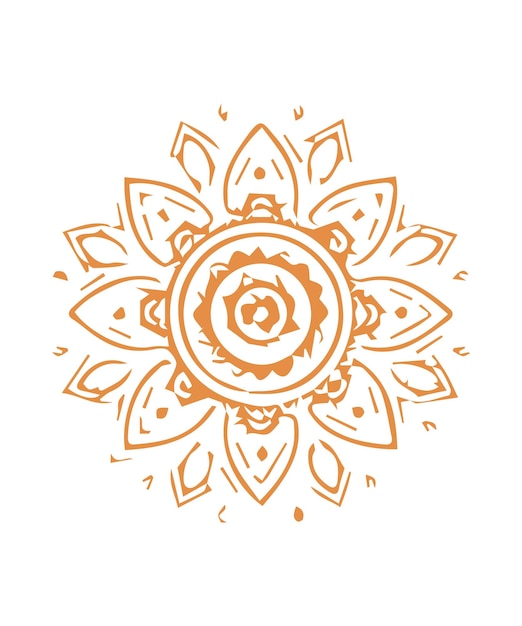 a white and orange design with a flower on it