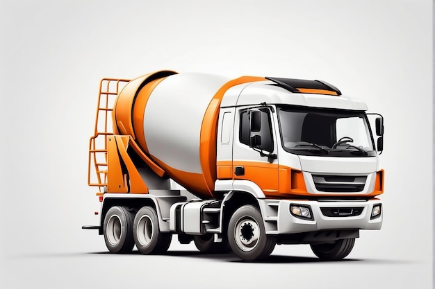 a white and orange truck with a white tank on the front