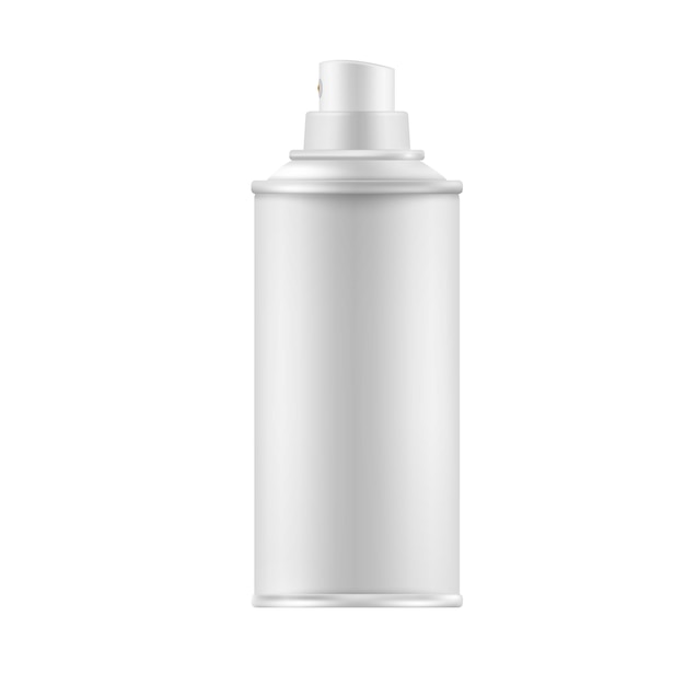 White Paint Aerosol Spray Metal Bottle Can Graffiti Deodorant Household Chemicals Poison Realistic vector mockup for your design