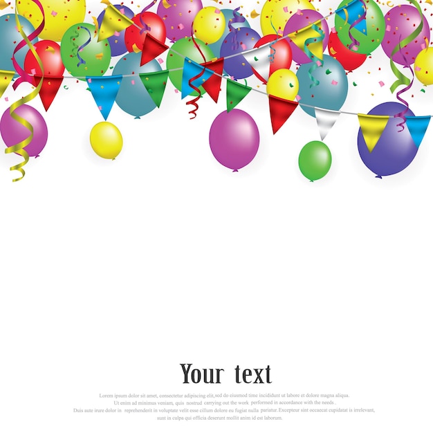 White paper banner for Carnival.Happy Birthday typography vector design for greeting cards and poster with balloon, confetti , design template for celebration. EPS 10