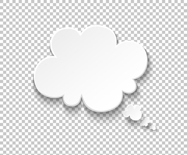 White paper speech bubble. Blank thought balloons, think cloud illustration. Vector speech symbols and thinking idea comic message