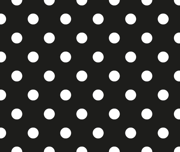 White peas on a black background Semaless pattern with white circles Polka dots