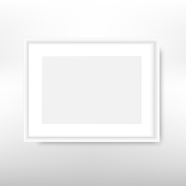 White picture frame. Realistic empty white picture frame . .