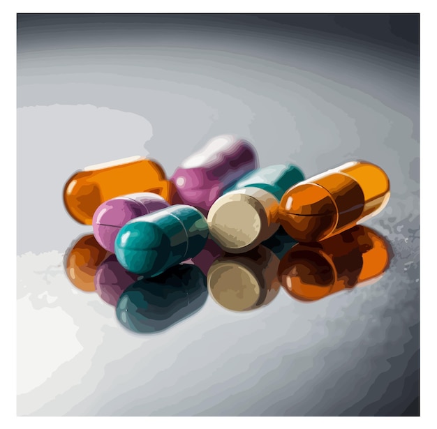 White pills fall down and fill screen area Medicine capsules backdrop Pharmacology concept 3d ren