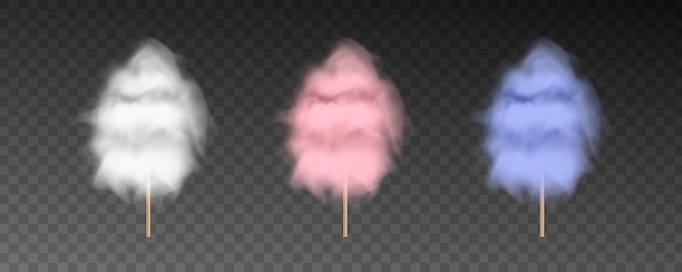 White pink and blue cotton candy Realistic vector illustration