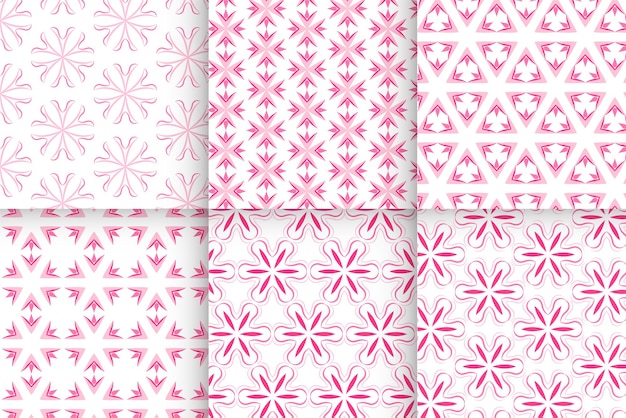 White and pink pastel seamless pattern collection.