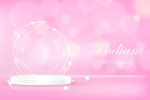 white podium on pink background