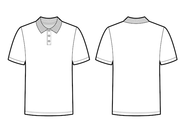 White Polo Shirt for Template. Front and back