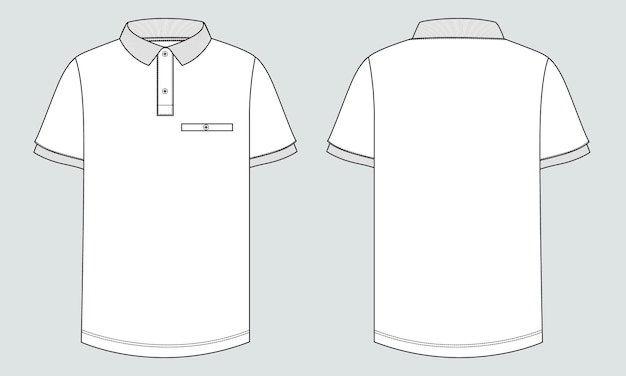 A white polo shirt with the front and back of the shirt.