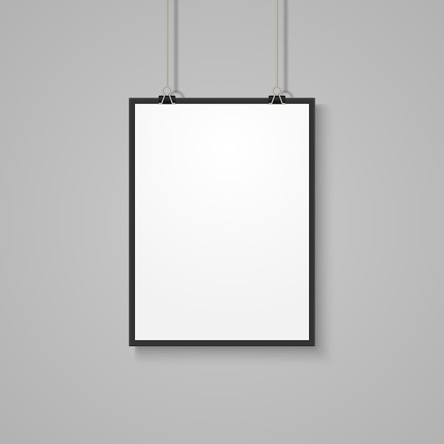 White poster mockup on grey wall 