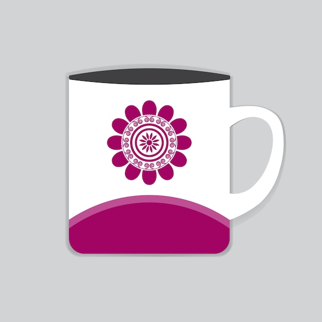 Vector a white and purple coffee mug with a purple flower on the top