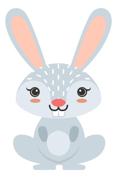 Vector white rabbit character cute cartoon bunny forest animal