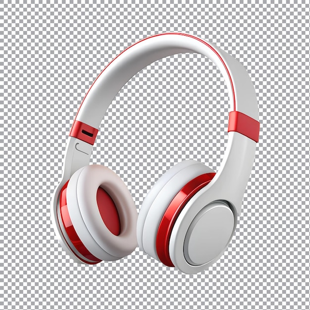 Vector white and red headphone side view isolated on transparent background